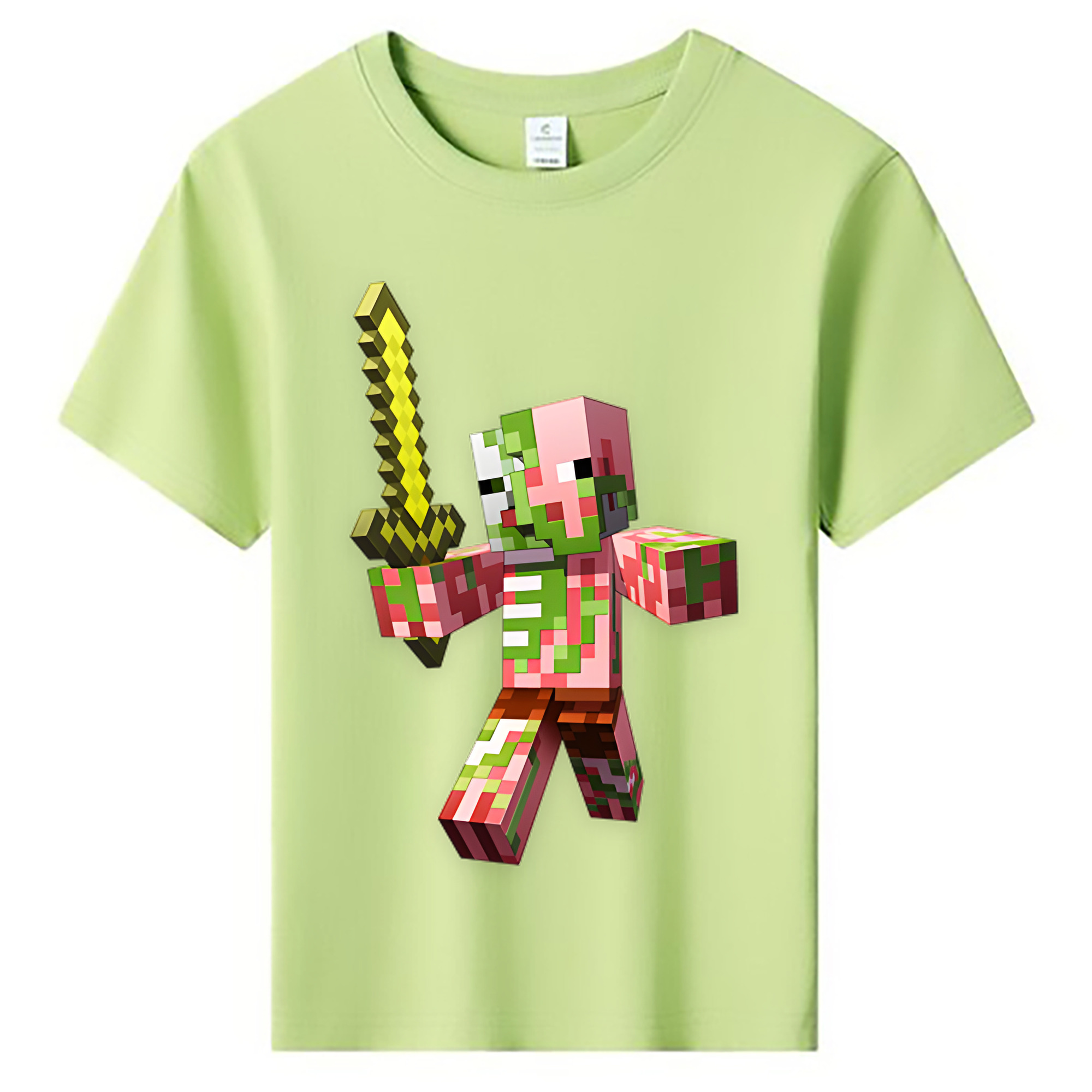 （画像用） マインクラフト ブロックの世界 Minecraft MC Block world 綿100％キッズTシャツ（フロントプリント）